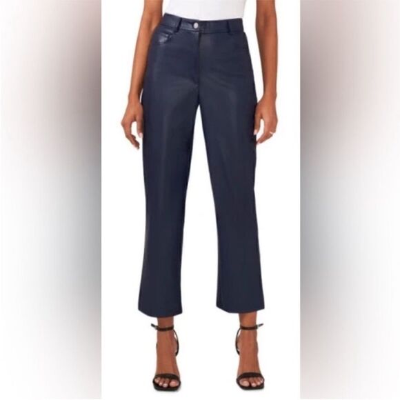 005 New Halogen® 5-Pocket Faux Leather Pants in Classic Blue Size 4 - Picture 1 of 9